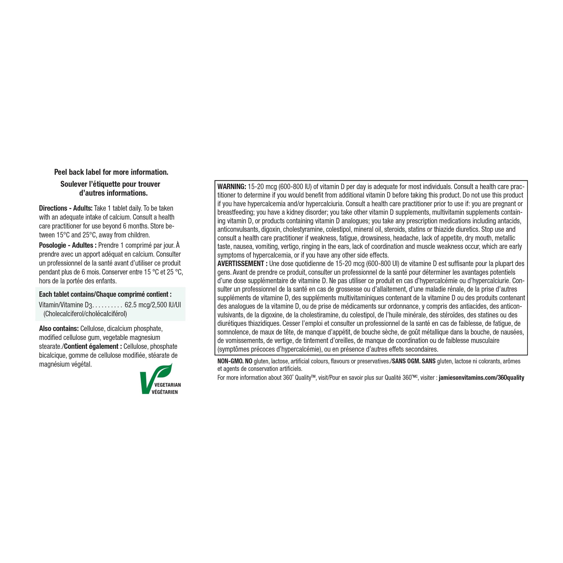 Jamieson etiquetas suplemento vitamina d3