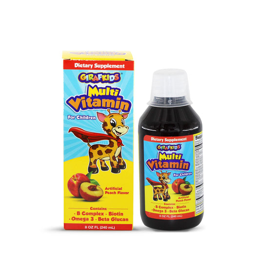 Jarabe multivitamínico GirafKids para niños.