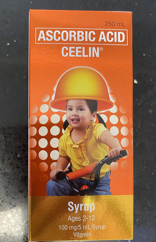 Botella jarabe vitamina C Ceelin 250ml para niños sabor naranja