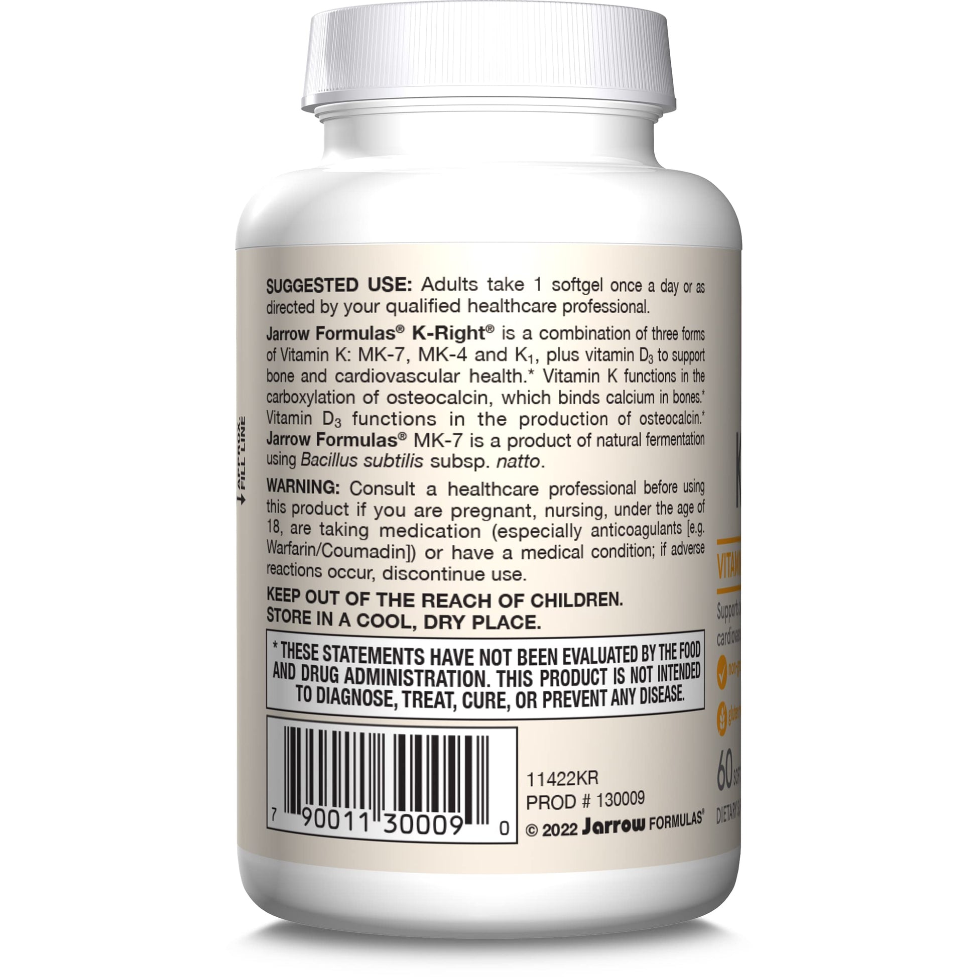 Jarrow Formulas ingredientes vitamina K2 D3 MK-7