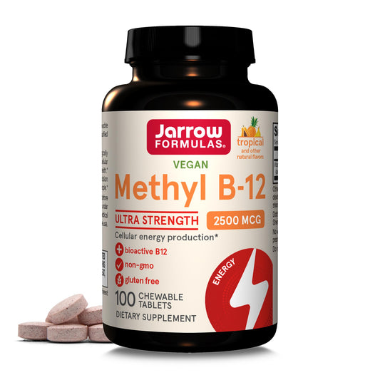 Jarrow formulas metil b12 suplemento energético tabletas masticables sabor tropical