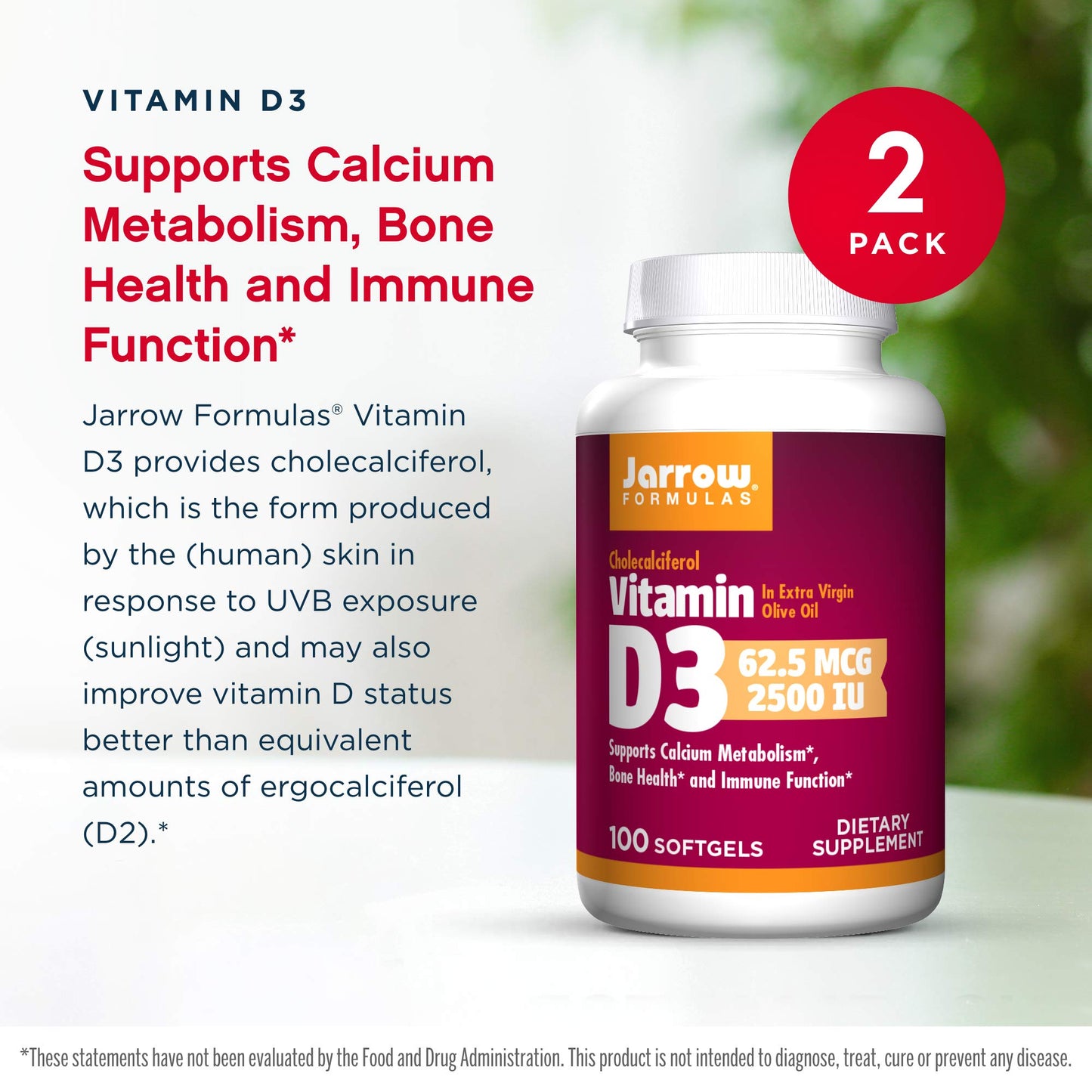 Jarrow Formulas paquete doble cápsulas vitamina d3 2500 ui