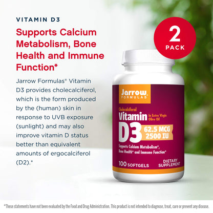 Jarrow Formulas paquete doble cápsulas vitamina d3 2500 ui
