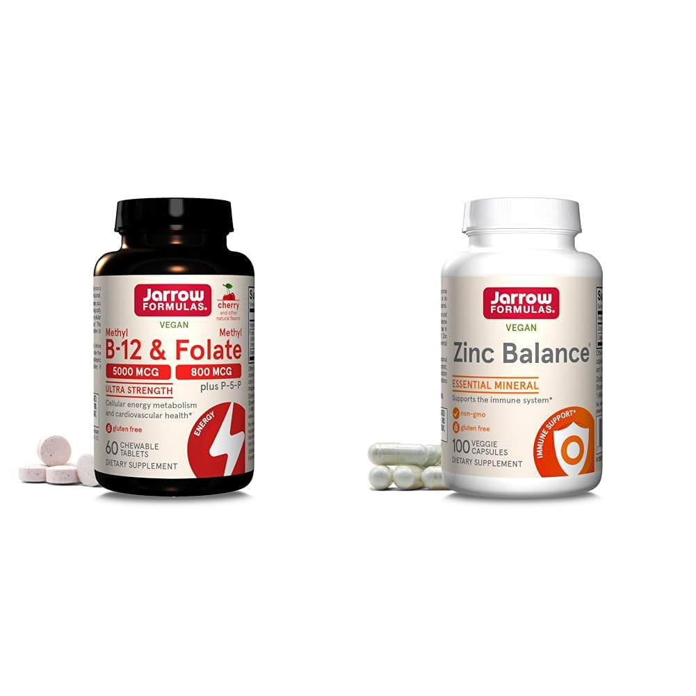Jarrow Formulas suplemento metil b-12 y metil folato 5000 mcg