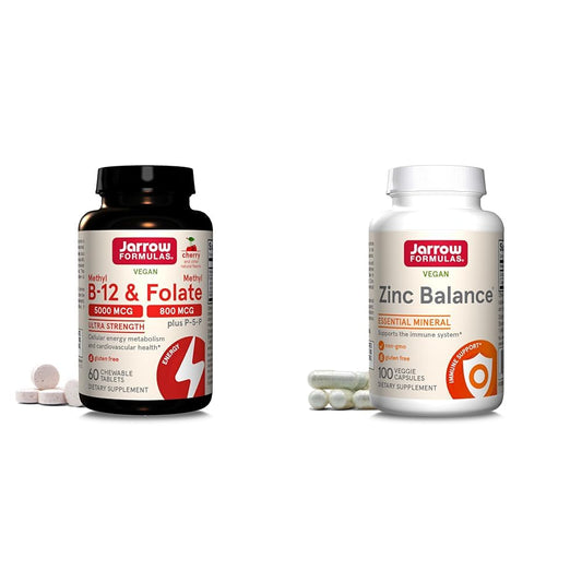 Jarrow Formulas suplemento metil b-12 y metil folato 5000 mcg