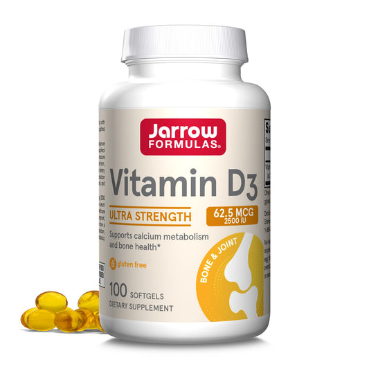Jarrow Formulas Vitamina D3 botella y softgels