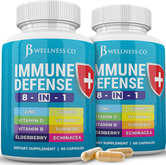 JB Wellness cápsulas 8 en 1 refuerzo inmunológico paquete de 2