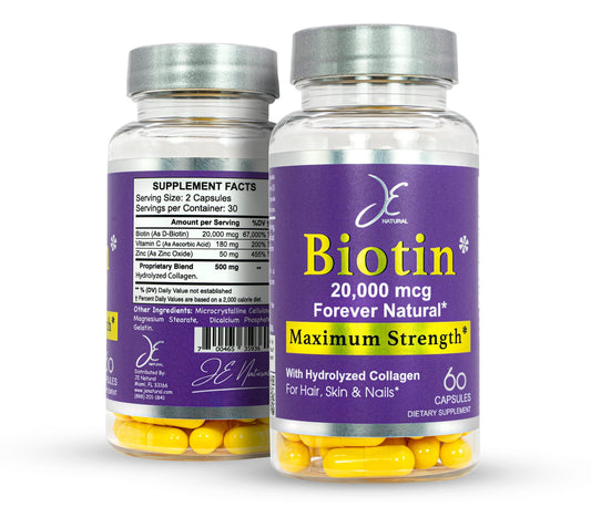 JE Natural biotina 20000mcg cápsulas para cabello piel y uñas