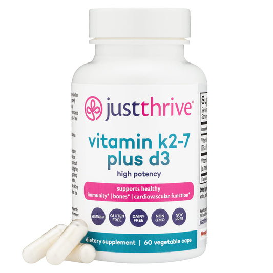 Just Thrive vitamina k2-7 y d3 suplemento 60 cápsulas vegetales