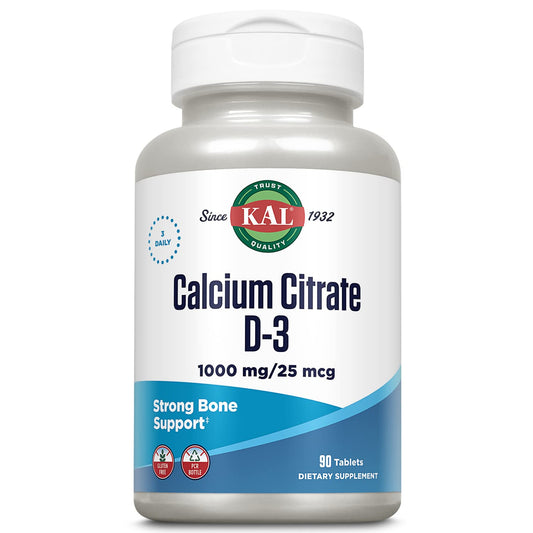 KAL citrato de calcio vitamina d 1000 ui 90 tabletas envase frontal