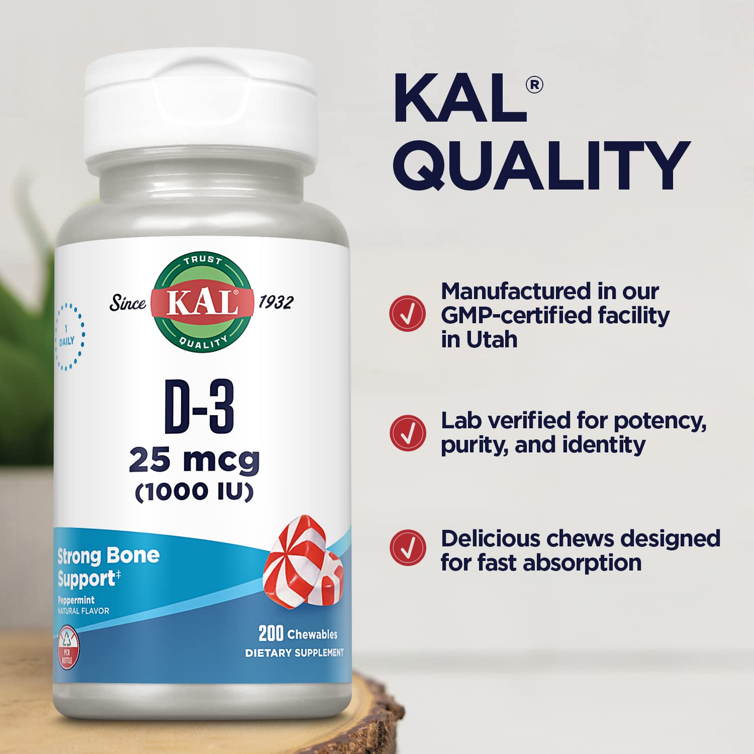 KAL D3 masticable para soporte de sistema inmunológico y huesos