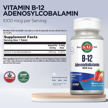 Paquete tabletas b12 kal activmelt 90 unidades