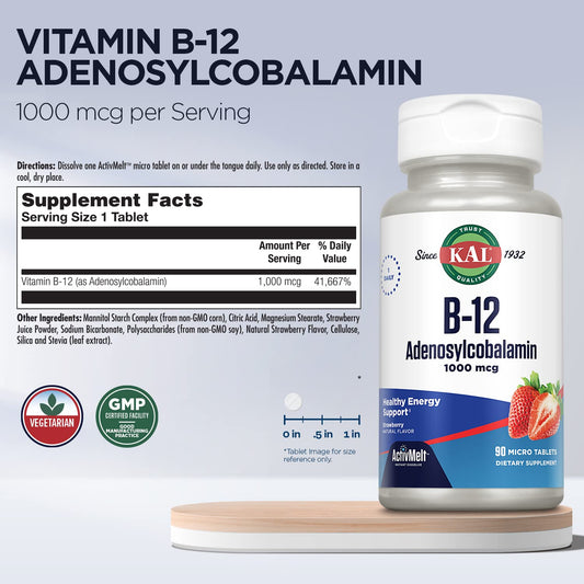 Paquete tabletas b12 kal activmelt 90 unidades