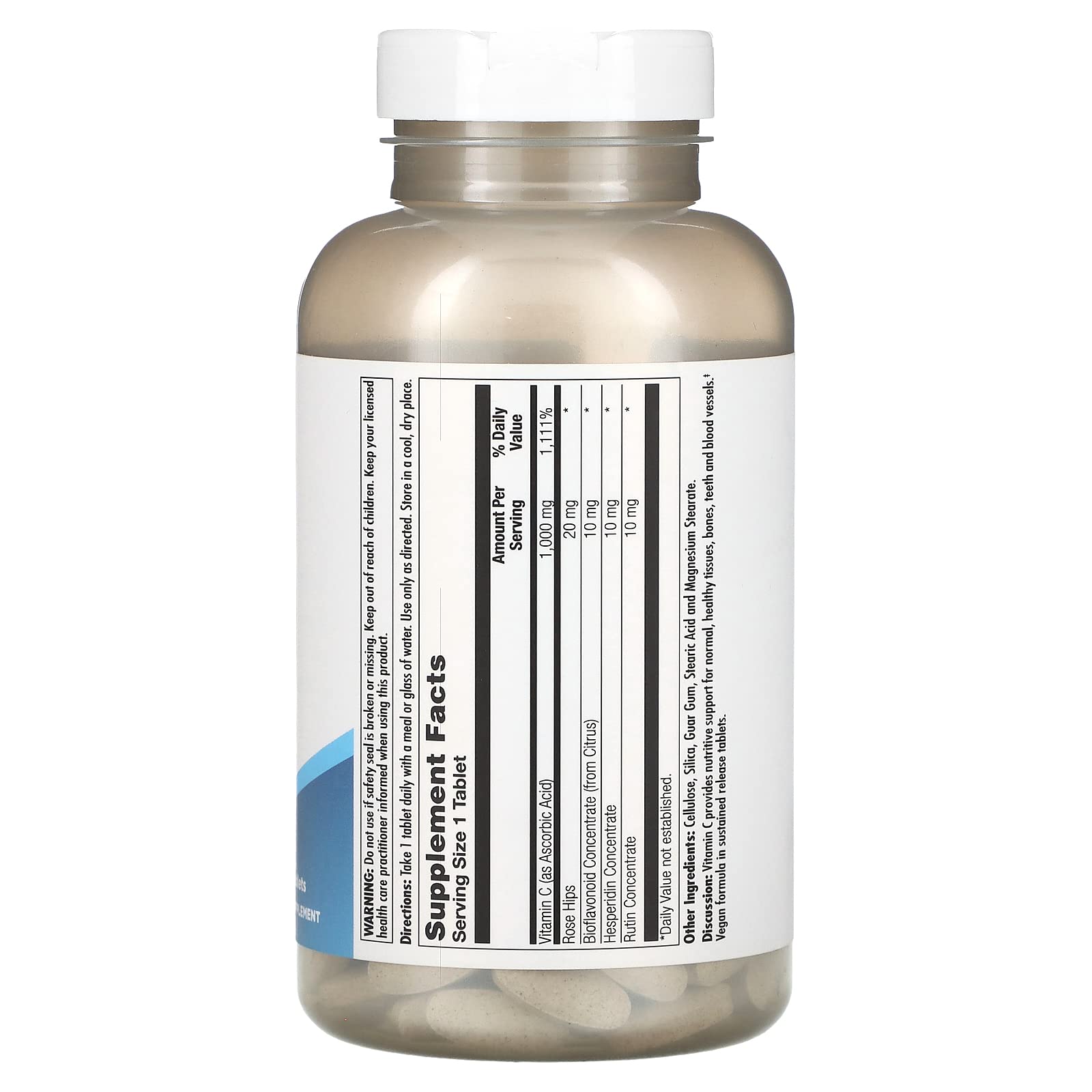 KAL Vitamina C 1000+ etiqueta nutricional
