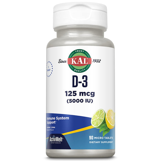 KAL vitamina d3 5000 iu activmelt frasco blanco