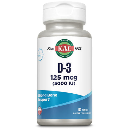 KAL vitamina d3 5000 ui frasco frontal apoyo inmunológico