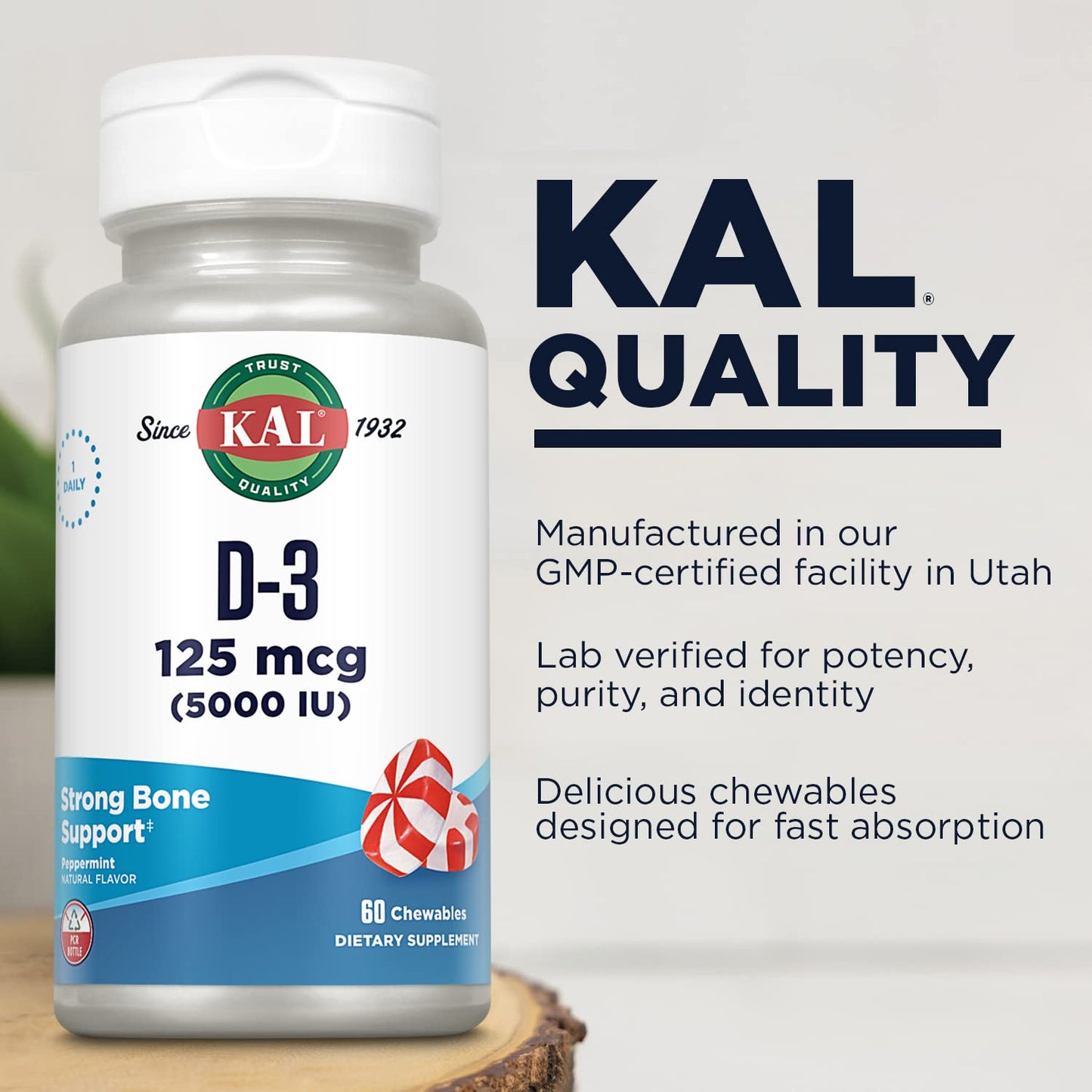 KAL vitamina d3 masticable con xilitol caja