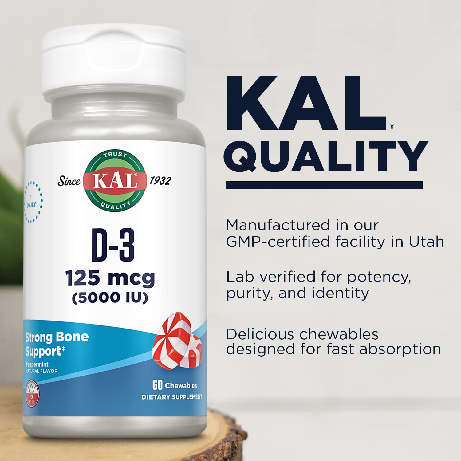 KAL vitamina d3 masticable con xilitol caja