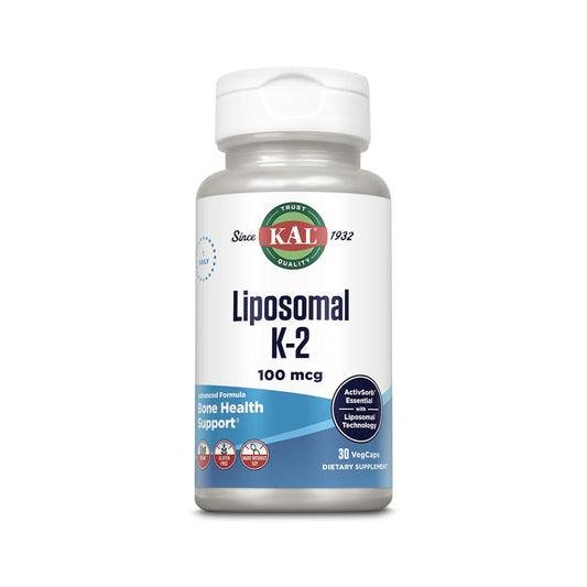 Botella de KAL Vitamina K2 liposomal MK7 100 mcg 30 cápsulas