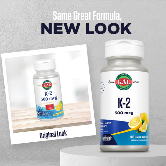 KAL Vitamina K2 MK4 para huesos y corazón 100 micro tabletas ActivMelts
