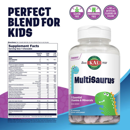 Detalles multivitaminas infantiles KAL sin gluten