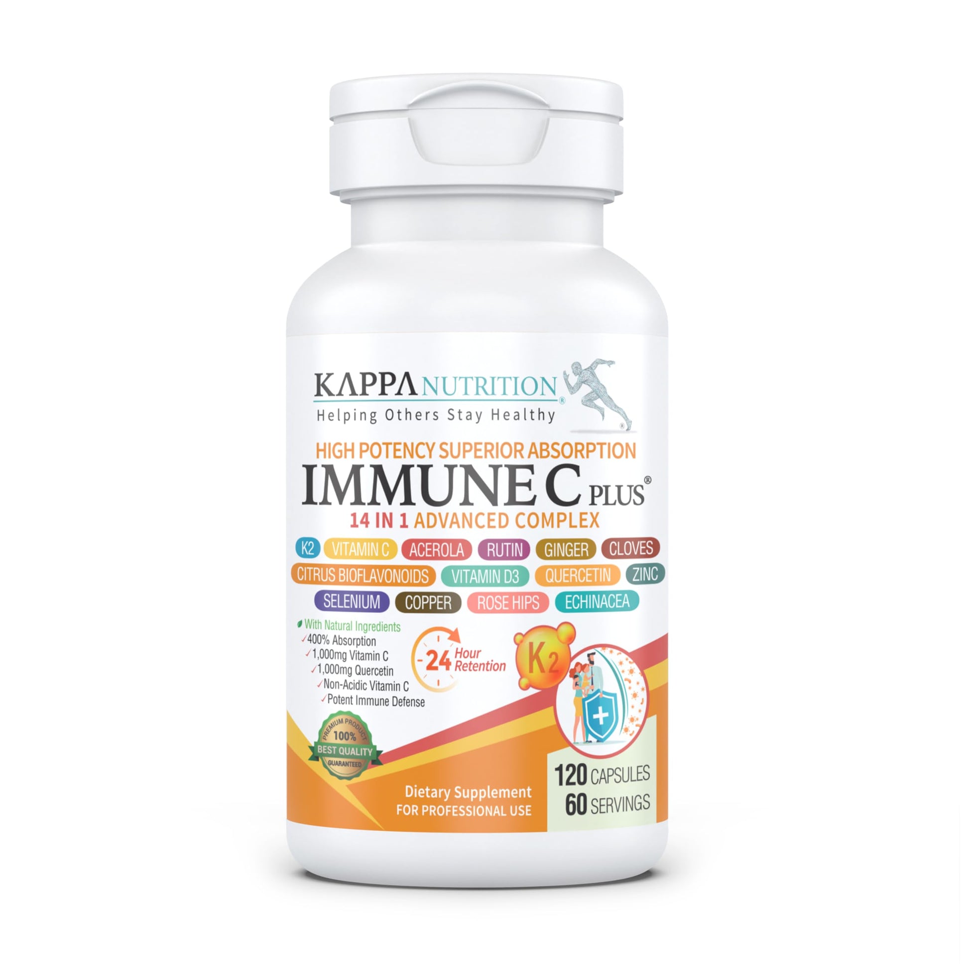 Kappa Nutrition Immune C Plus 14 en 1 frasco de cápsulas