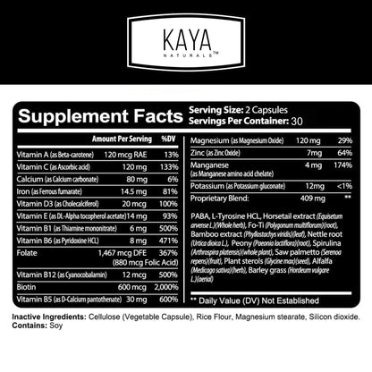 Kaya Naturals cápsulas nutritivas para uñas y cabello