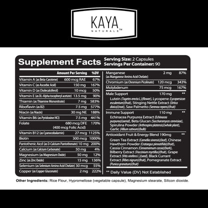 Kaya Naturals Multivitamínico para Hombres - Soporte Prostata
