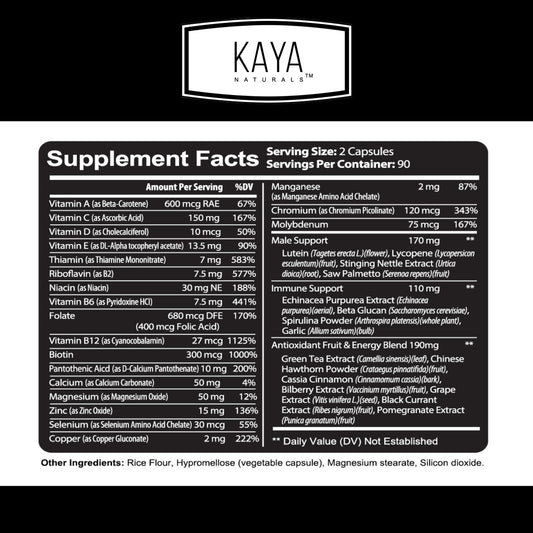 Kaya Naturals Multivitamínico para Hombres - Soporte Prostata