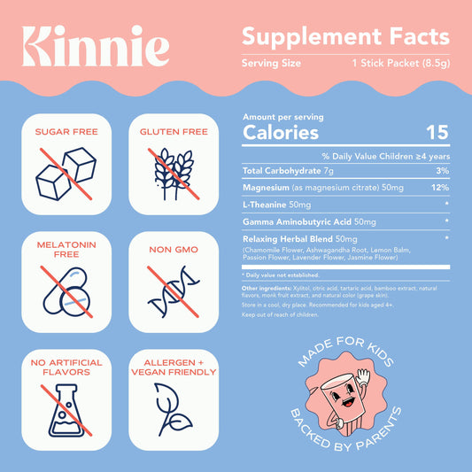 Sobres individuales Kinnie Calm sabor uva para niños