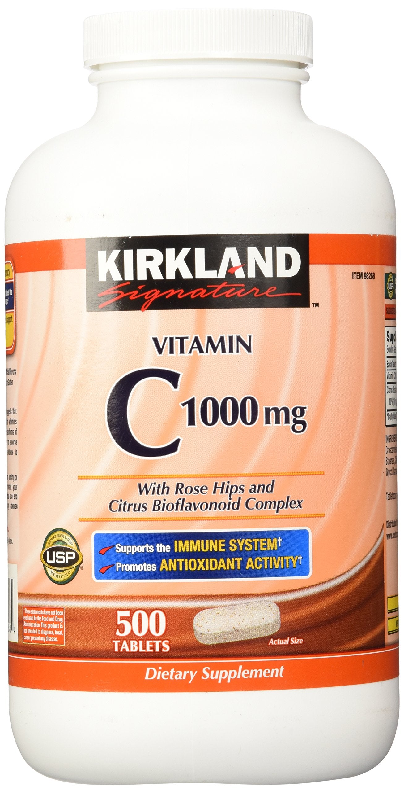 Kirkland Signature vitamina C con rosa mosqueta botella de 500 tabletas