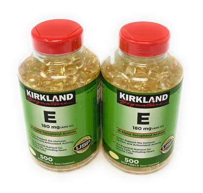 Kirkland Signature vitamina e 400 ui 500 cápsulas paquete doble