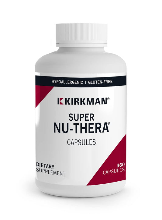 Kirkman Super Nu-Thera multivitamínico en botella blanca de 360 cápsulas