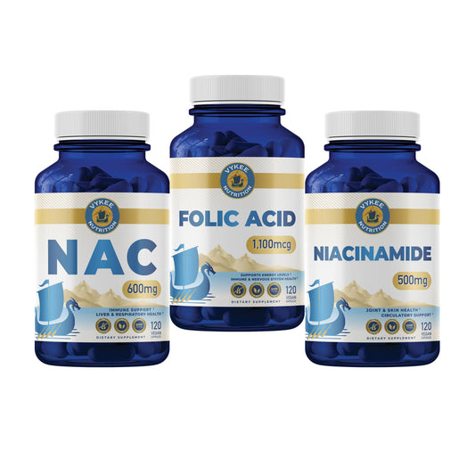 Kit antioxidante inmunológico Vykee Nutrition con NAC Ácido Fólico Niacinamida