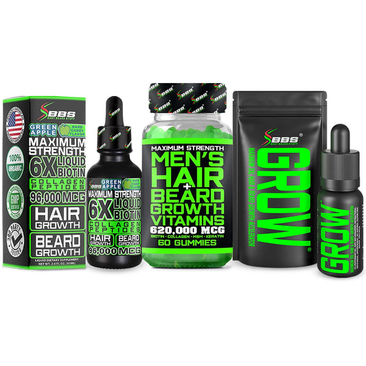 Kit para crecimiento de barba con aceite y vitaminas BBS