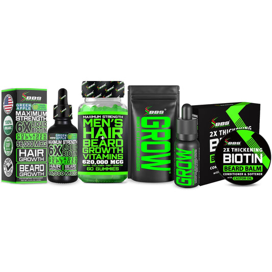 Kit completo para crecimiento de barba con biotina y vitaminas