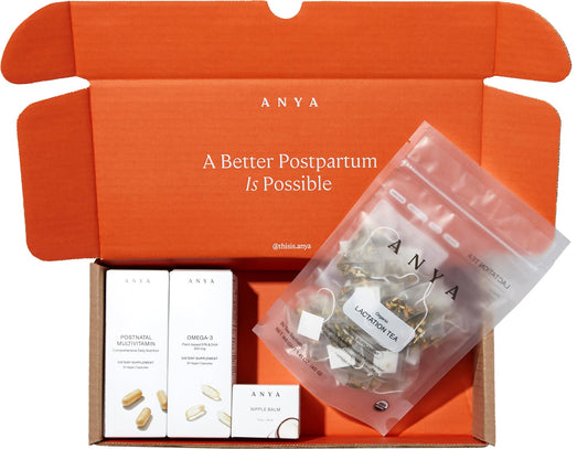 Kit esencial nueva mamá ANYA con suplementos y bálsamo