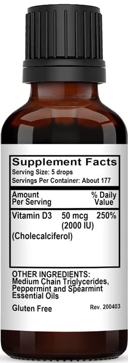 Etiqueta gotas vitamina d3 2000 ui sabor menta kovite 50 ml