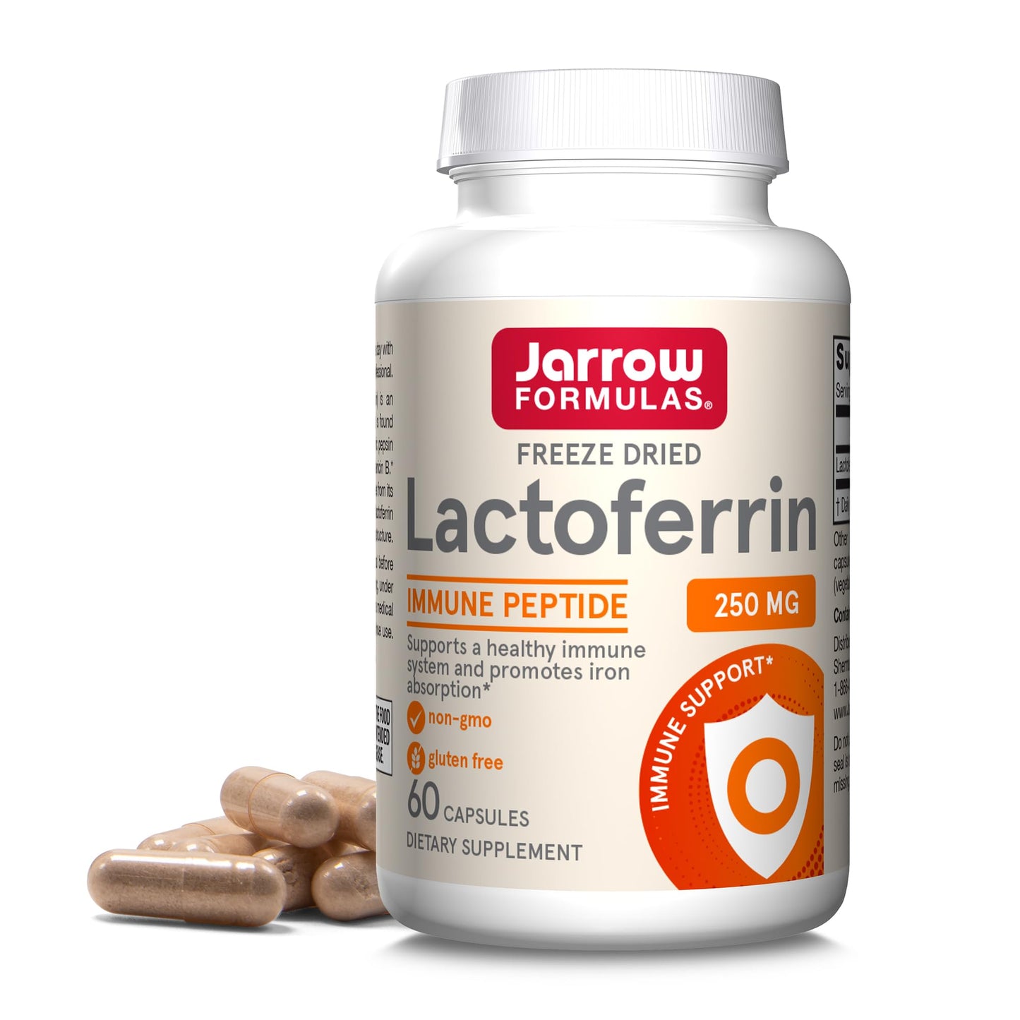 Lactoferrina Jarrow 250 mg botellas cápsulas.