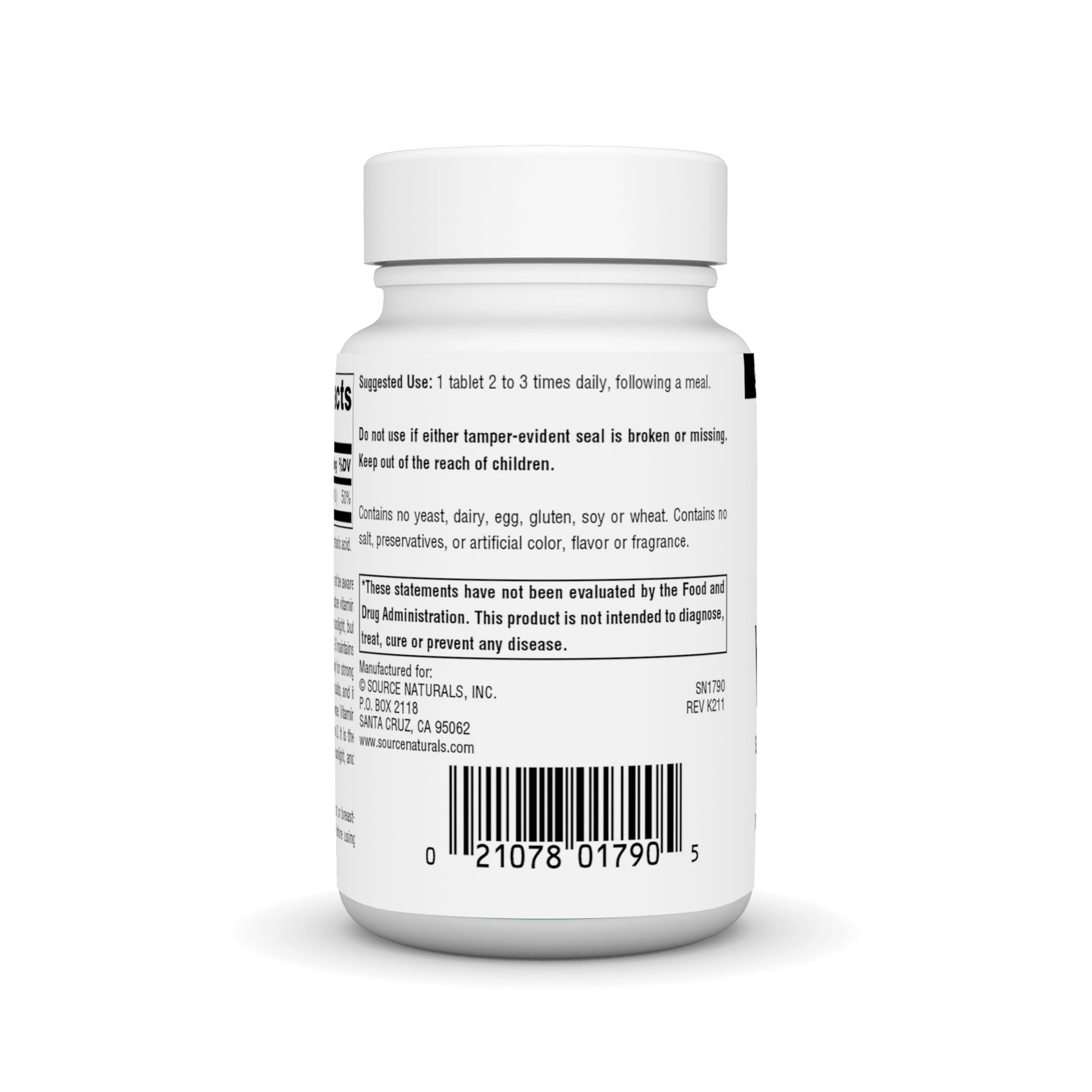 Lado caja tabletas vitamina d3 400 ui tienda source naturals