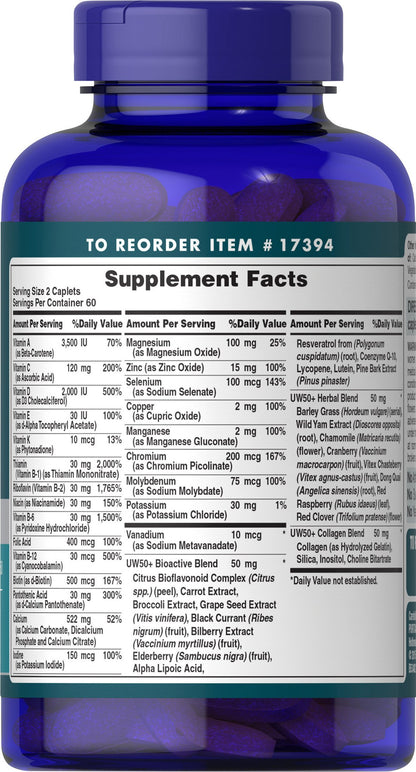Lado derecho del frasco multivitamínico