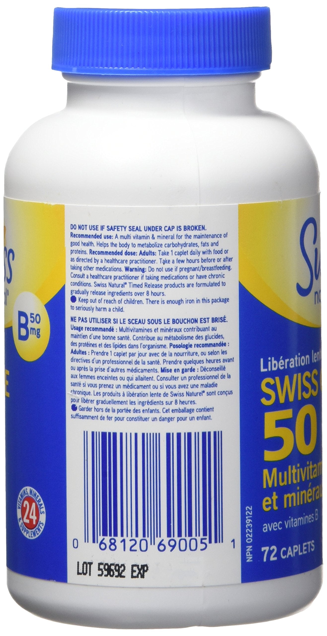 Lado derecho Swiss One 50 multivitaminas minerales