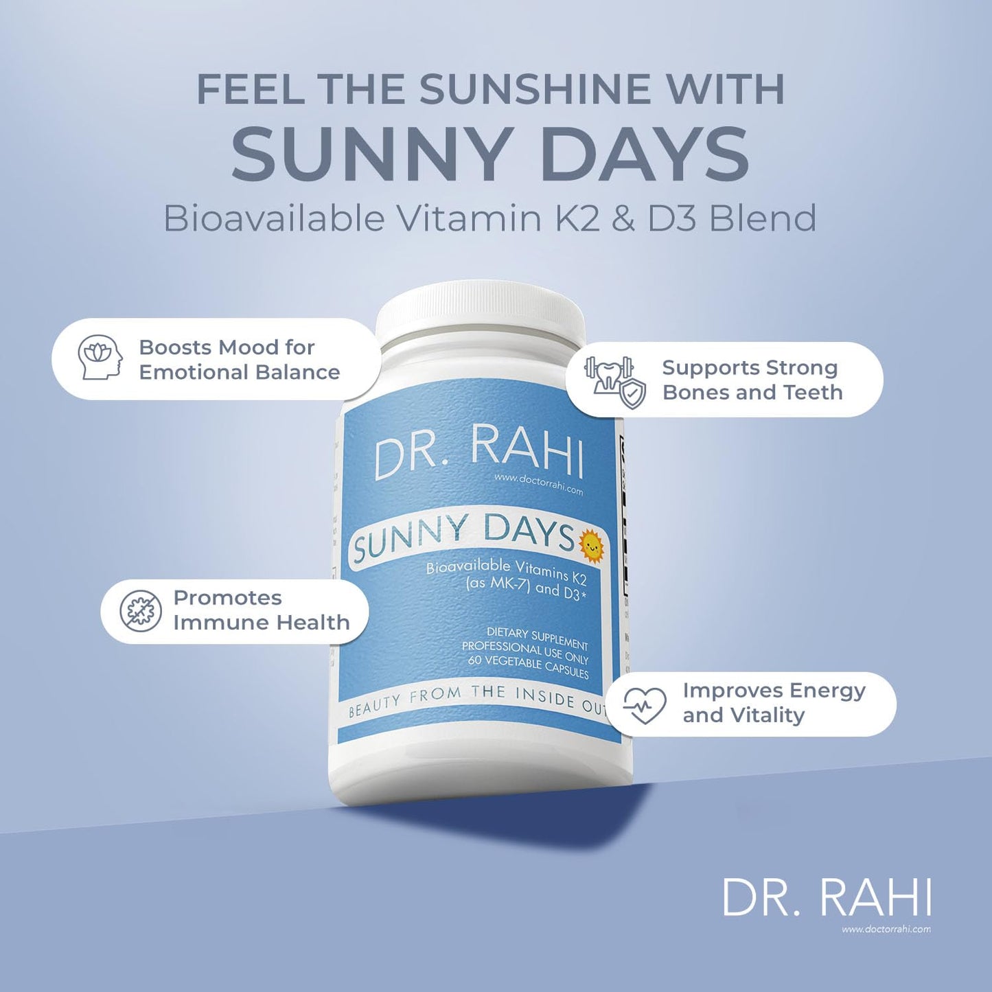 Lado del envase Dr. Rahi vitaminas d3 k2