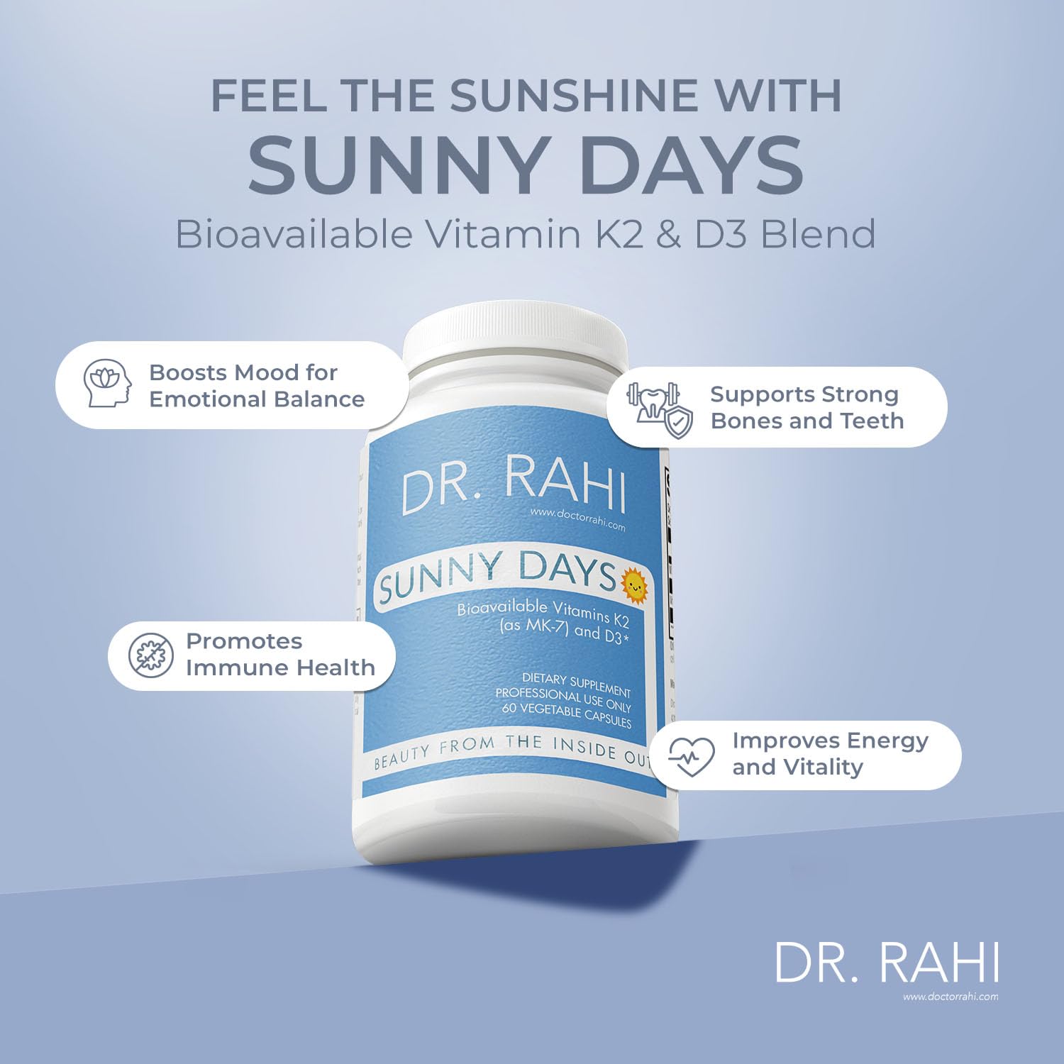 Lado del envase Dr. Rahi vitaminas d3 k2