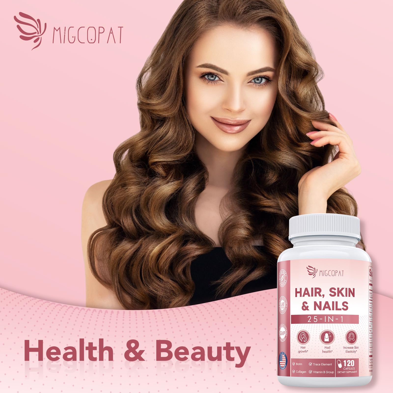 Lado del envase Migcopat suplementos para cabello y cerebro