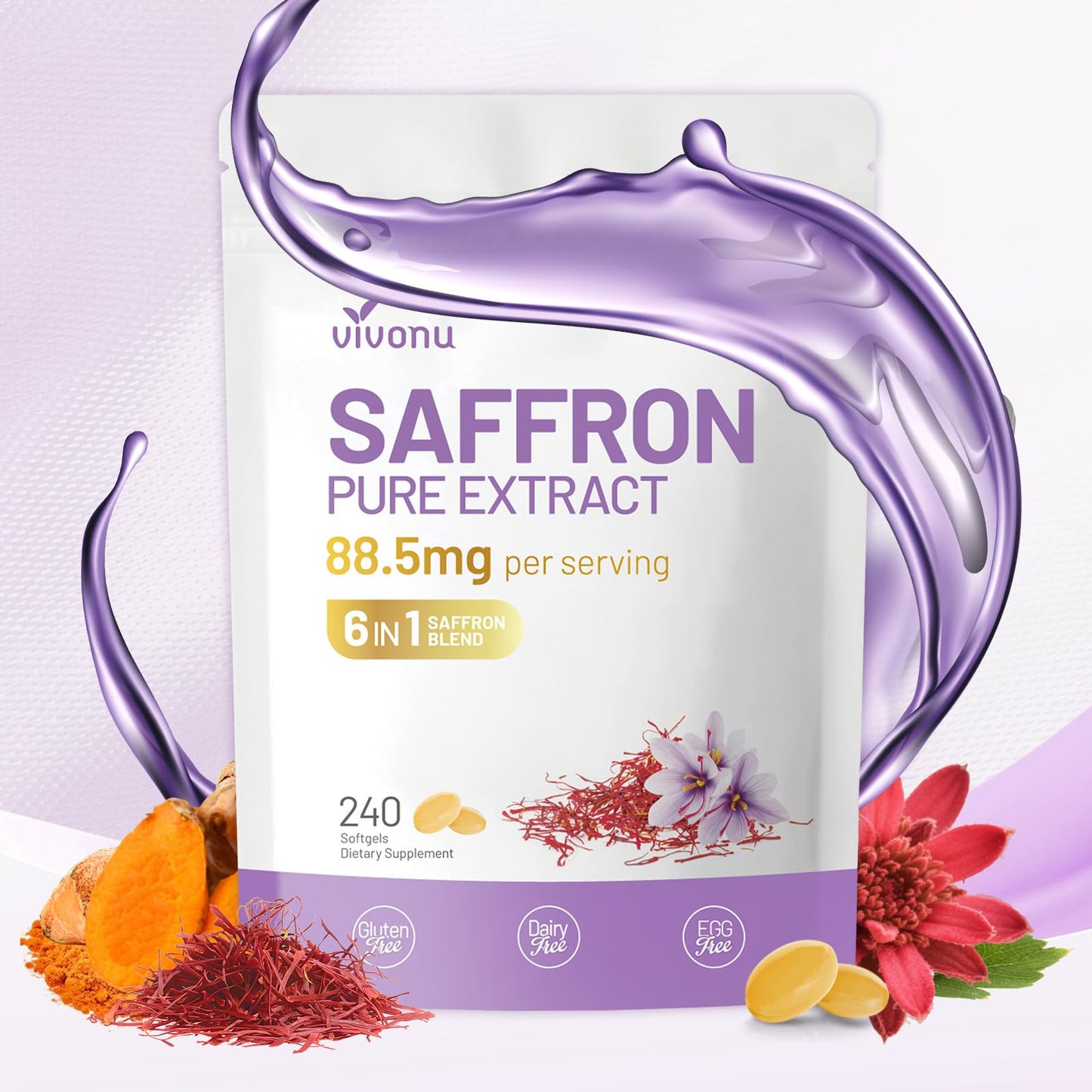 Lado del frasco VivoNu suplementos vitamina D3 K2 azafrán