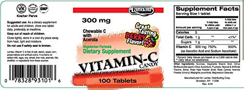 Paquete de 100 tabletas masticables vitamina C Landau