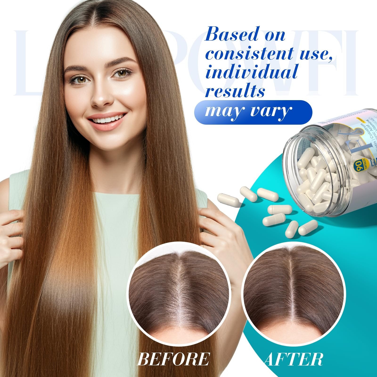 Información nutricional Lazpowfi vitaminas cabello, piel y uñas