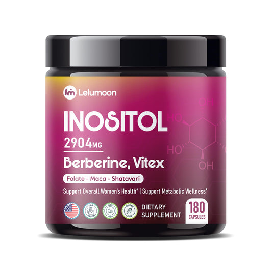 Frasco de cápsulas LELUMOON Inositol Premium para salud femenina