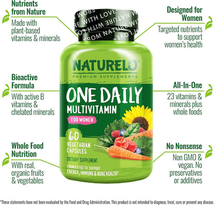 Libre de soya y sin gluten multivitamínico NATURELO para mujeres